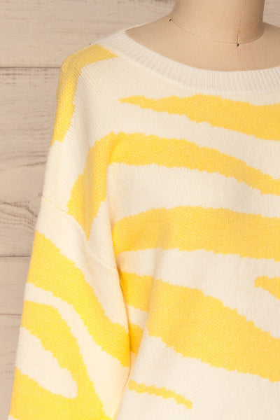 Hojuela Yellow Zebra Patterned Sweater | La petite garçonne side close-up