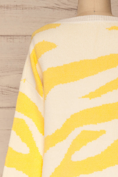 Hojuela Yellow Zebra Patterned Sweater | La petite garçonne back close-up