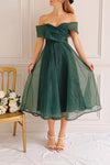 Holly Green Off-Shoulder Organza Midi Dress | Boutique 1861 on model