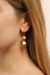 Honorine Iola Gold Pendant Earrings | La Petite Garçonne on model