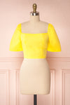 Hosanna Yellow Short Sleeve Crop Top | Boutique 1861  front view