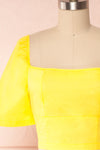 Hosanna Yellow Short Sleeve Crop Top | Boutique 1861  front close up