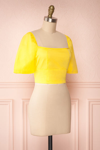 Hosanna Yellow Short Sleeve Crop Top | Boutique 1861  side view