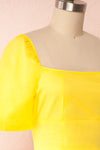 Hosanna Yellow Short Sleeve Crop Top | Boutique 1861  side close up