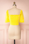 Hosanna Yellow Short Sleeve Crop Top | Boutique 1861  back view