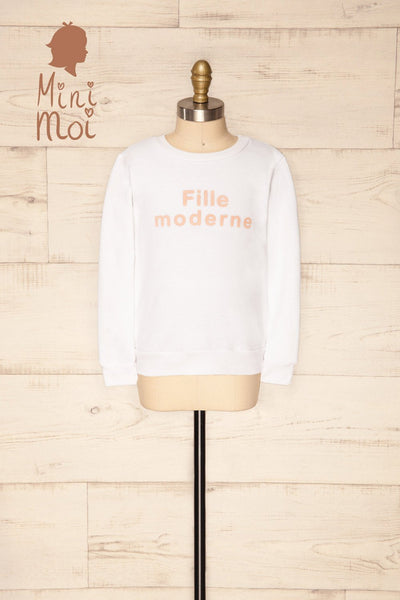 Hostka Neige Mini Kids White Sweater with Text | La Petite Garçonne