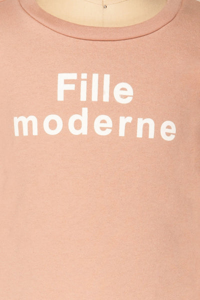Hostka Pétale Mini Kids Taupe Sweater with Text | La Petite Garçonne