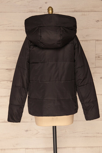 Huddersfield Black Short Quilted Coat with Hood | La Petite Garçonne back view