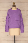 Huesca Purple Pompom Knitted Sweater | La petite garçonne  front view