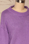 Huesca Purple Pompom Knitted Sweater | La petite garçonne side close up