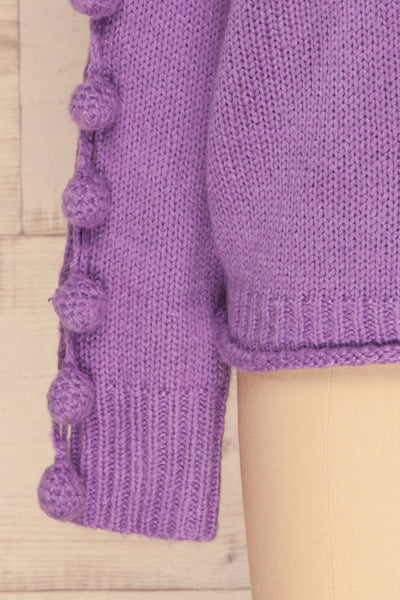 Huesca Purple Pompom Knitted Sweater | La petite garçonne sleeve
