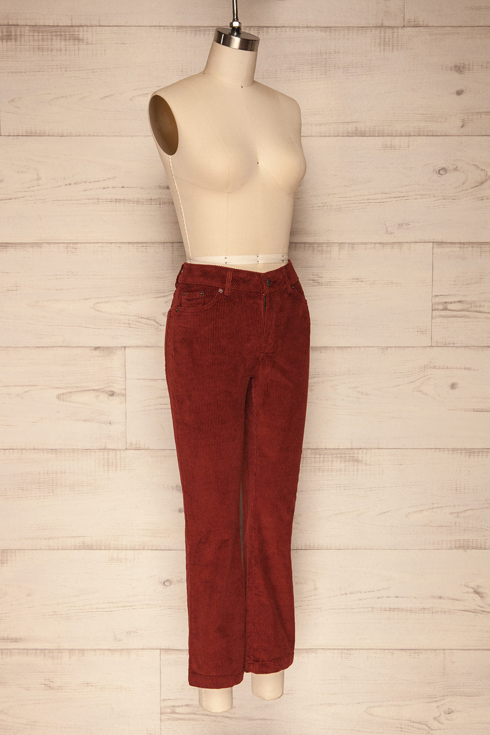 Huidai Paprika Burgundy Corduroy Pants | SIDE VIEW | La Petite Garçonne