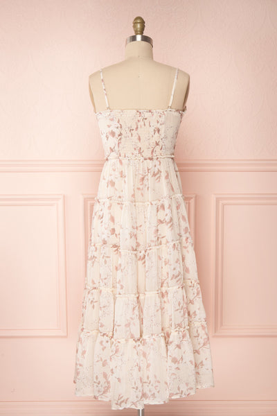 Huldra Beige Floral A-Line Midi Dress | Boutique 1861 back view