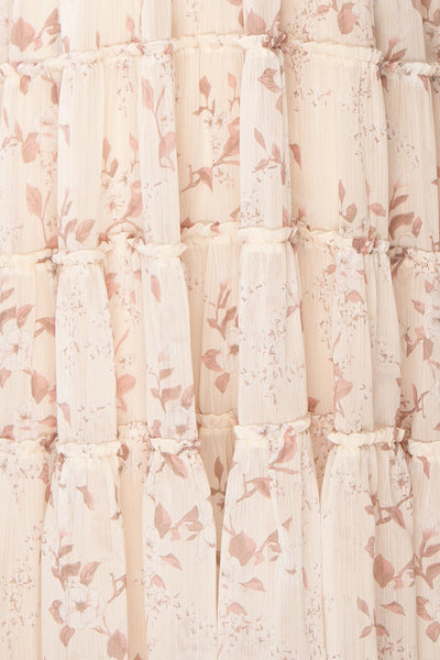 Huldra Beige Floral A-Line Midi Dress | Boutique 1861 fabric