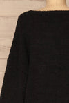 Hult Black Fuzzy Long Sleeve Sweater | La petite garçonne back close-up