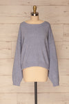 Hult Blue Fuzzy Long Sleeve Sweater | La petite garçonne front view