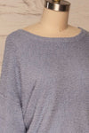 Hult Blue Fuzzy Long Sleeve Sweater | La petite garçonne side close up