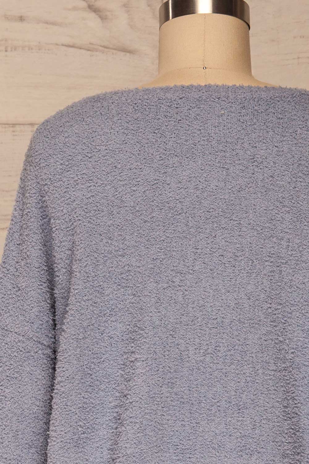 Hult Blue Fuzzy Long Sleeve Sweater | La petite garçonne back close up