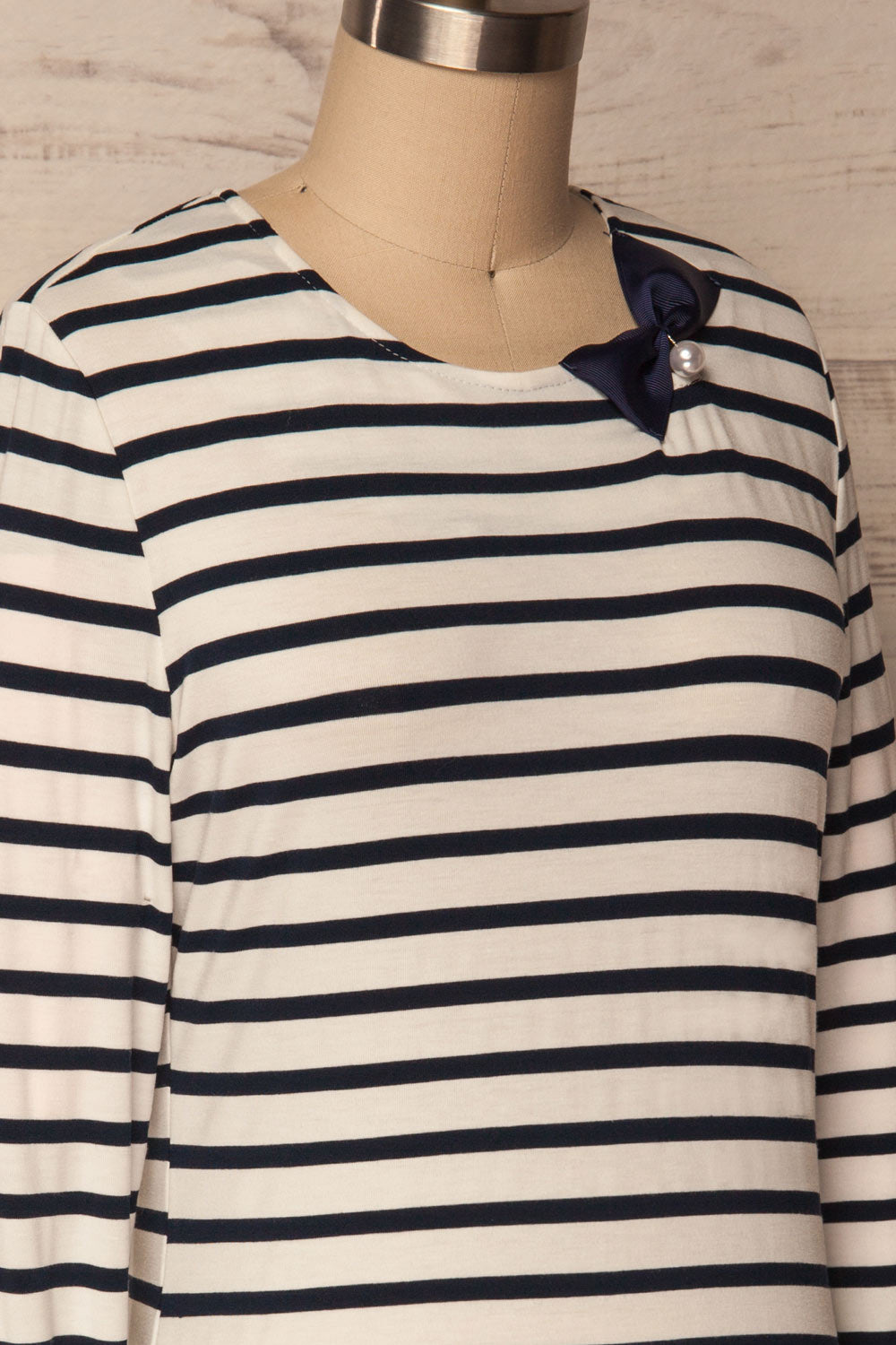 Husinec Navy Blue & White Striped Top with Bow | La Petite Garçonne 4