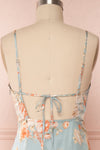 Ignatia Blue Floral Maxi Dress w/ Ruffles | Boutique 1861 back close up