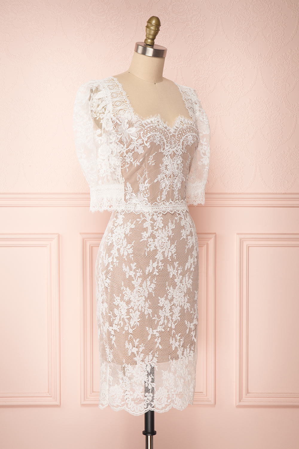 Ileana White Lace Short Fitted Bridal Dress | Boudoir 1861