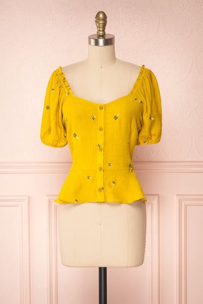 Imelda Yellow Chartreuse Off-Shoulder Crop Top | Boutique 1861 front view