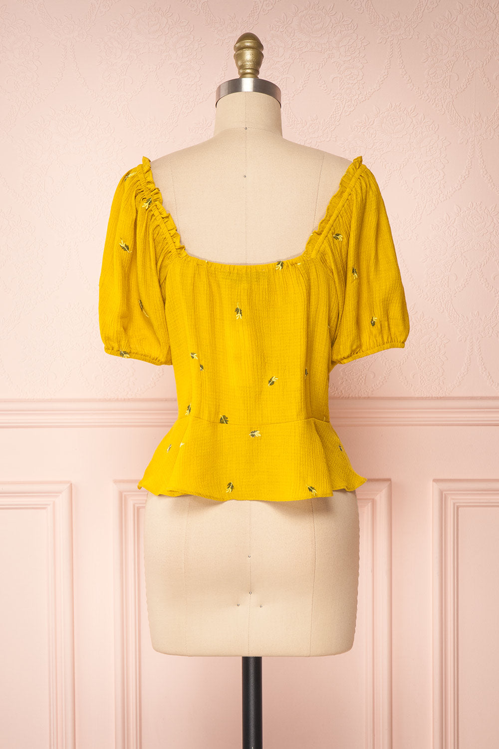 Imelda Yellow Chartreuse Off-Shoulder Crop Top | Boutique 1861 back view 