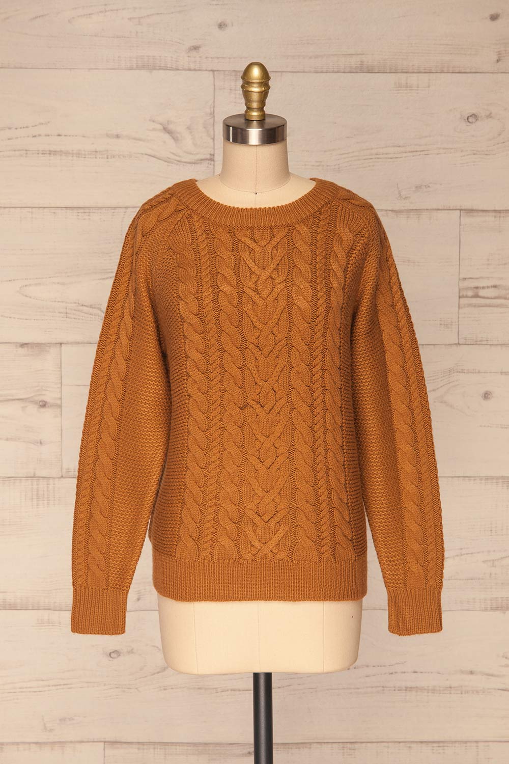 Imielin Brown Knit Sweater front view | La Petite Garçonne