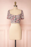 Insko Pink Floral Buttoned Crop Top | Boutique 1861 front view