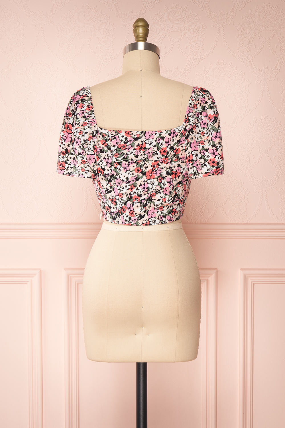 Insko Pink Floral Buttoned Crop Top | Boutique 1861 back view 