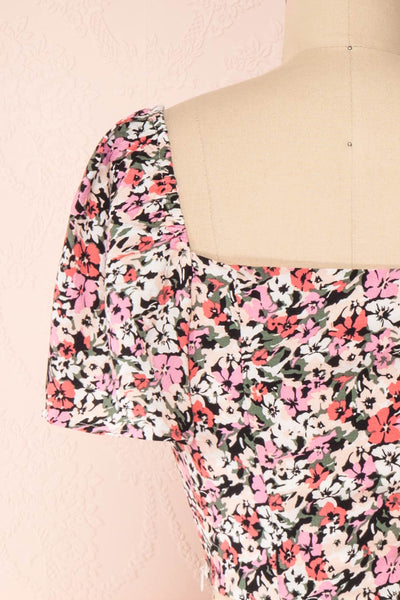 Insko Pink Floral Buttoned Crop Top | Boutique 1861 back close-up
