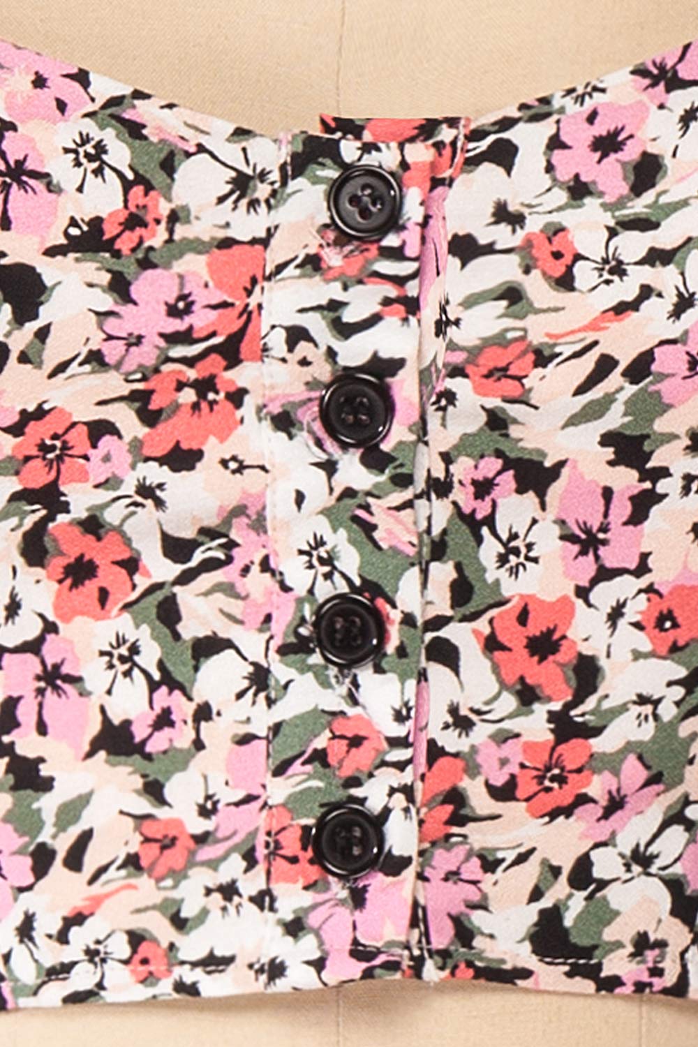 Insko Pink Floral Buttoned Crop Top | Boutique 1861 fabric details