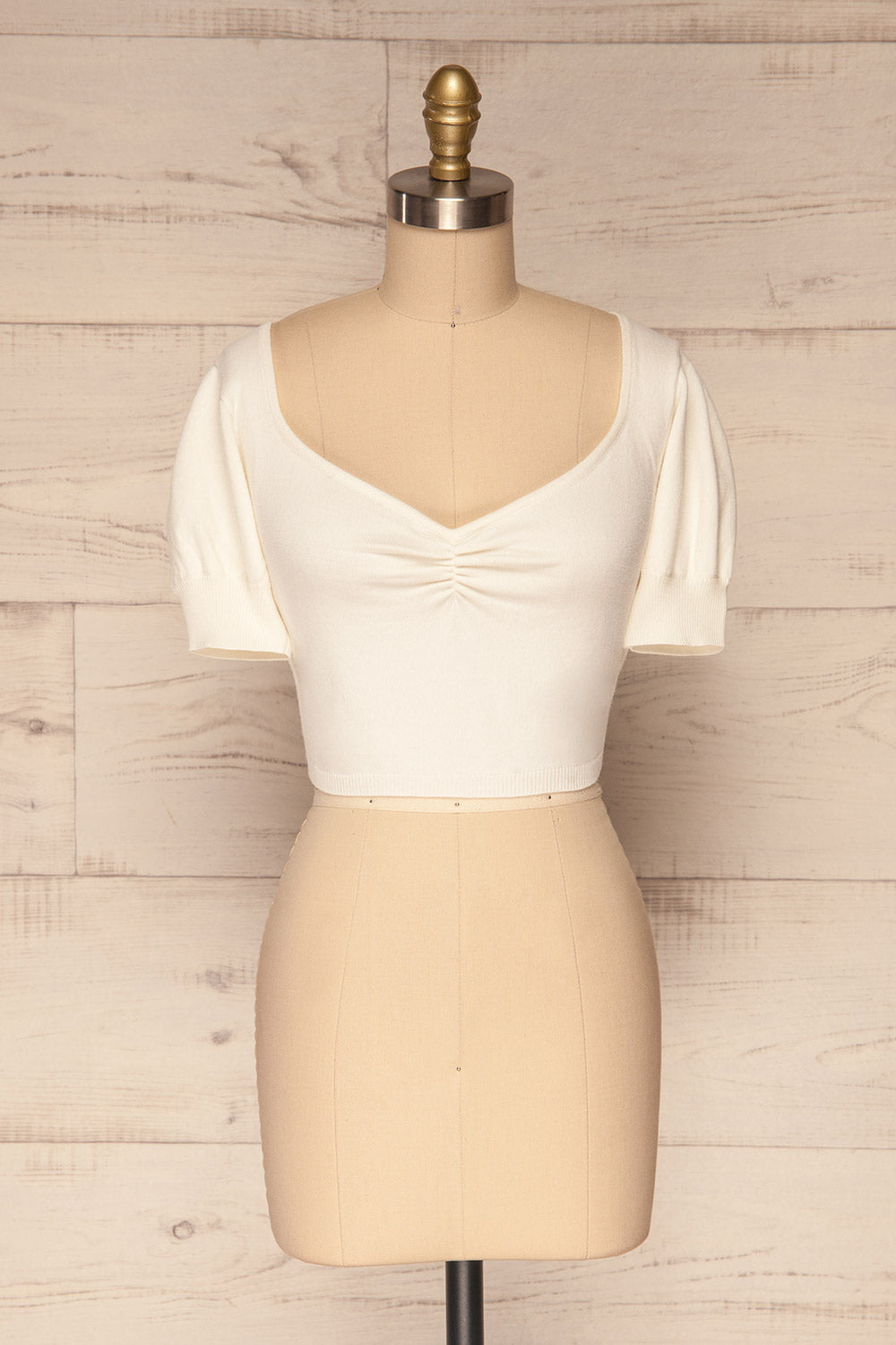 Ionia Ivory Short Sleeved Knit Crop Top | La Petite Garçonne 1