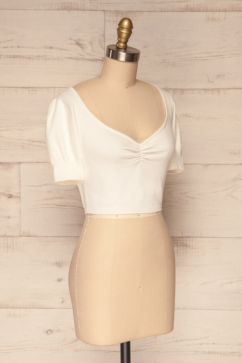 Ionia Ivory Short Sleeved Knit Crop Top | La Petite Garçonne 3