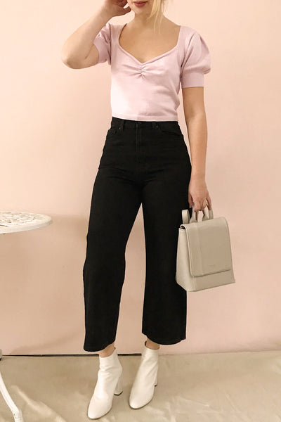 Ionia Lilac Short Sleeved Knit Crop Top | La Petite Garçonne model look