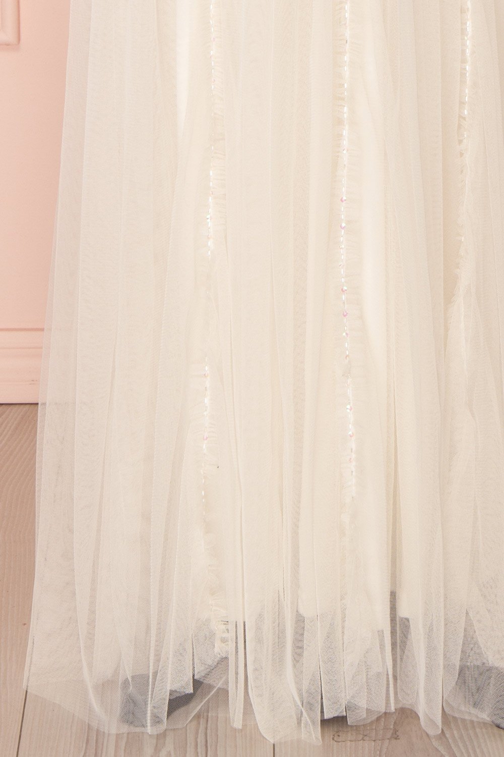 Irdina Ivory Mesh Grecian Gown with Plunging Neckline | Boudoir 1861