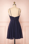 Irena Lapis Navy Blue Short Dress w/ Embroidered Mesh | Boutique 1861 back view