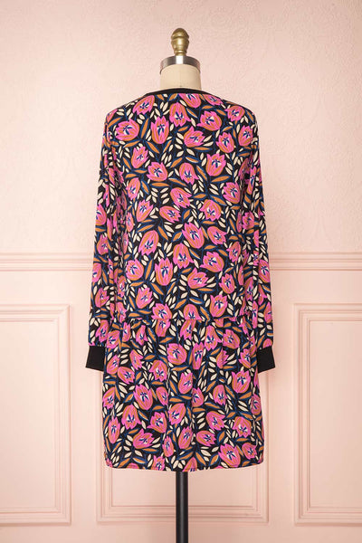 Iridessa Colorful Floral Long Sleeved Tunic Dress back view | Boutique 1861