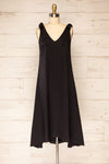 Irig Black V-Neck Knotted Straps Midi Dress | La petite garçonne front view