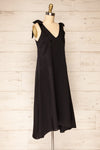 Irig Black V-Neck Knotted Straps Midi Dress | La petite garçonne side view