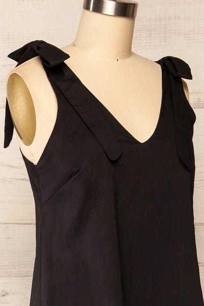Irig Black V-Neck Knotted Straps Midi Dress | La petite garçonne side close up