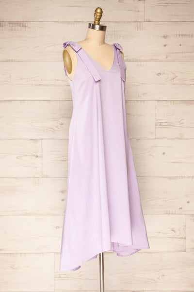 Irig Lilac V-Neck Knotted Straps Midi Dress | La petite garçonne side view