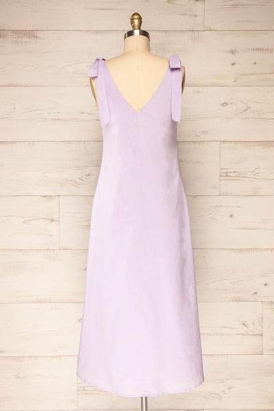 Irig Lilac V-Neck Knotted Straps Midi Dress | La petite garçonne back view