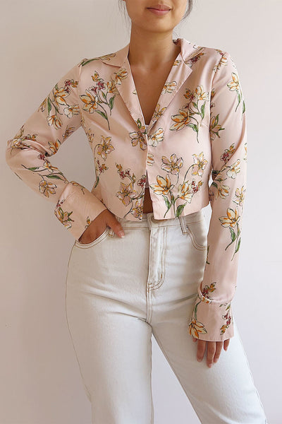 Irinna Cropped Floral Blouse | Boutique 1861 on model