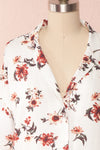Isaurre White Floral Short Sleeve Blouse | Boutique 1861 front close up