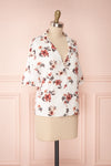 Isaurre White Floral Short Sleeve Blouse | Boutique 1861 side view