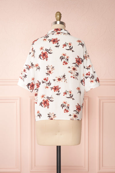 Isaurre White Floral Short Sleeve Blouse | Boutique 1861 back view