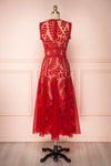 Ishikari Red Tulle & Lace Midi Mermaid Dress | Boudoir 1861 back view