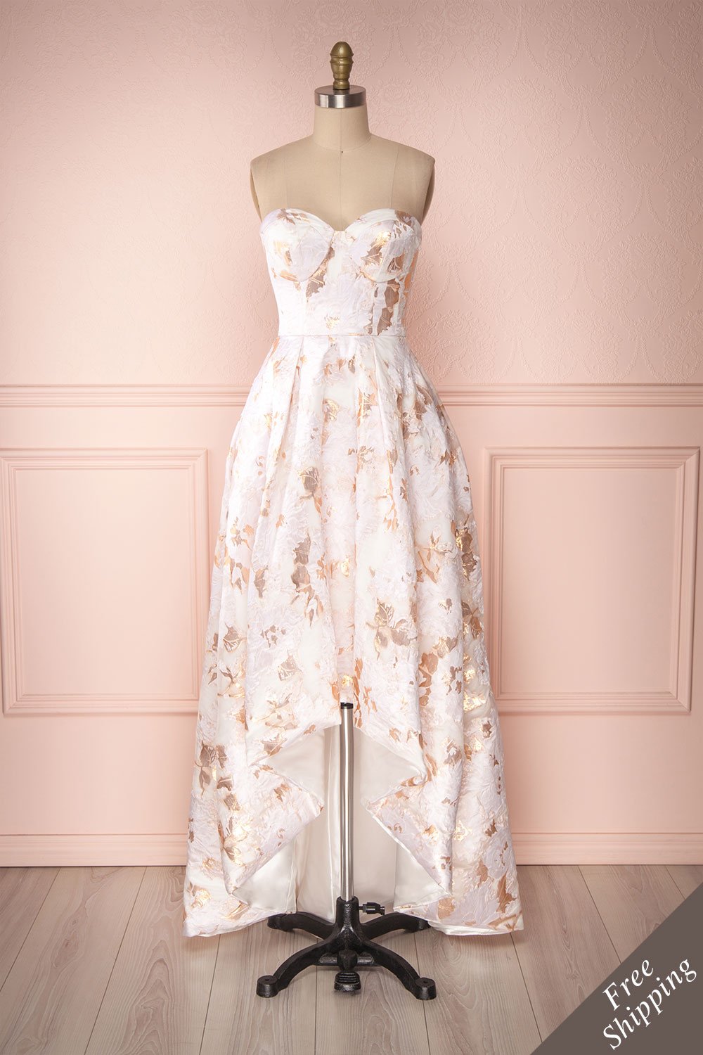 Isolda Cream & Rose Gold High-Low Bustier Bridal Dress | Boudoir 1861