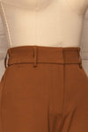 Issie Nutmeg Brown Straight Leg Pants | La petite garçonne side close-up